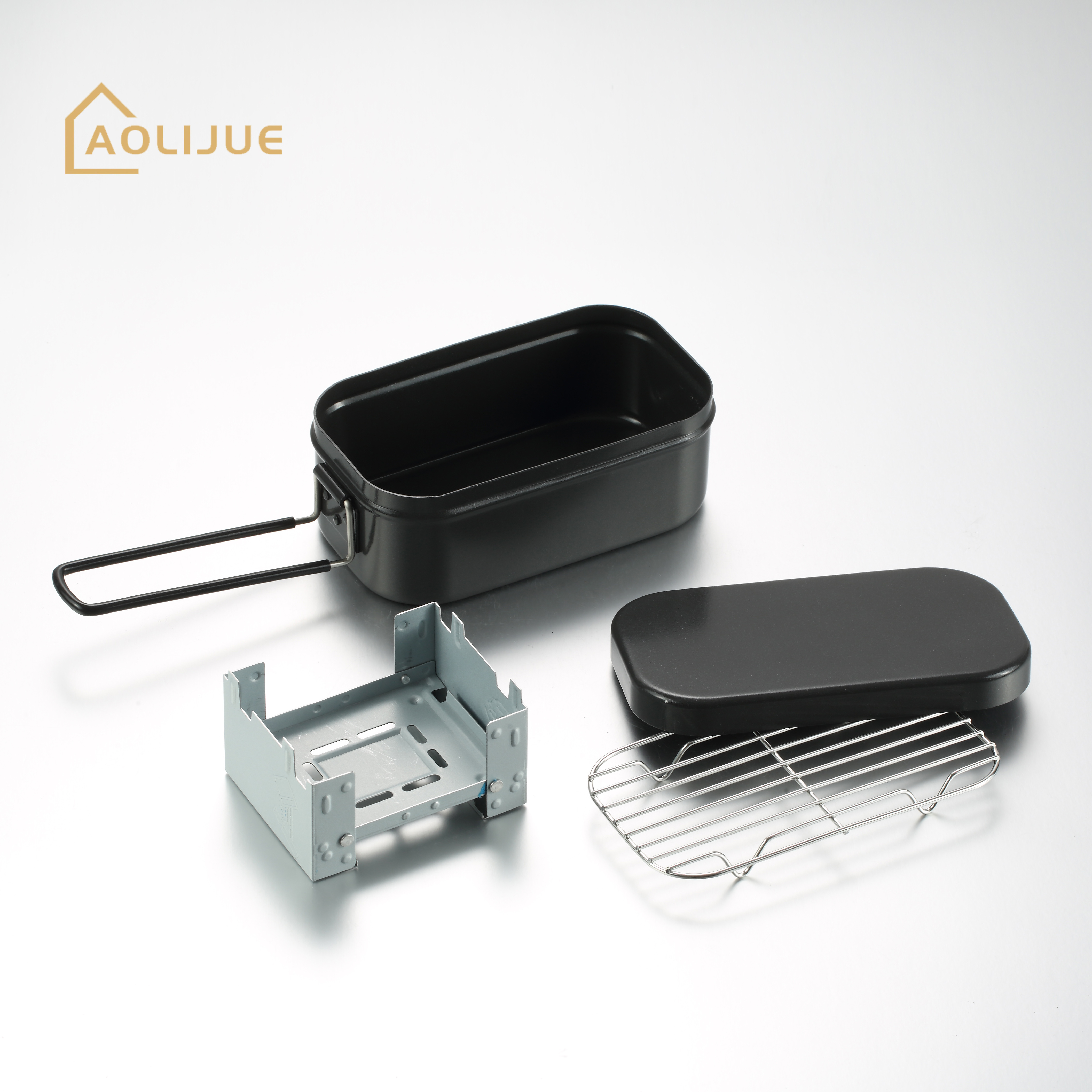 AOLIJUE Portable Outdoor Kitchen Camp Cooking Tool Metal Aluminum Lunch Box Packaging Japanese Bento Box