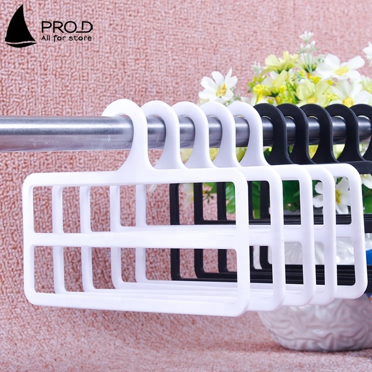 Square Double Layer Black Towel Stand Plastic Scarf Hanger Organizer