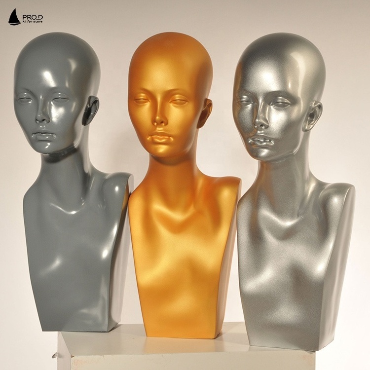 Amazon Blasts One-shoulder Wig Display Head Model Gold Pretty Mannequin Heads