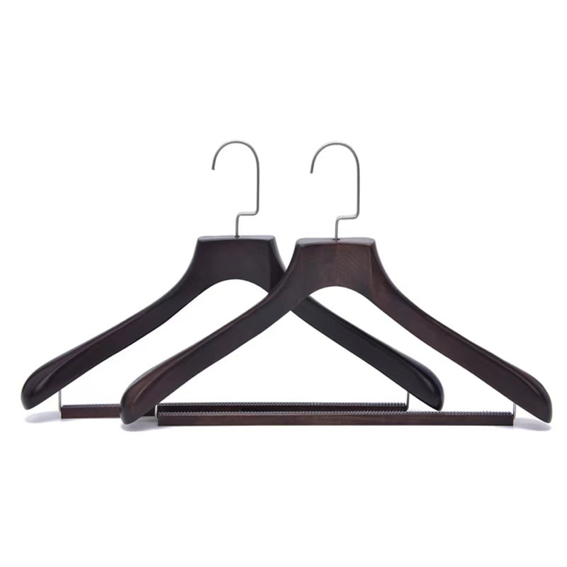 Hot Sell Printed Logo Suit Jacket Coat Clothes Wooden Suit Hangers Wooden Hanger For Hotel