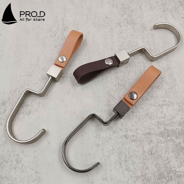 Factory Sale Outdoors Home Brown Outdoor Multi Purpose Leather Hook Modern Storage Hanger Hook