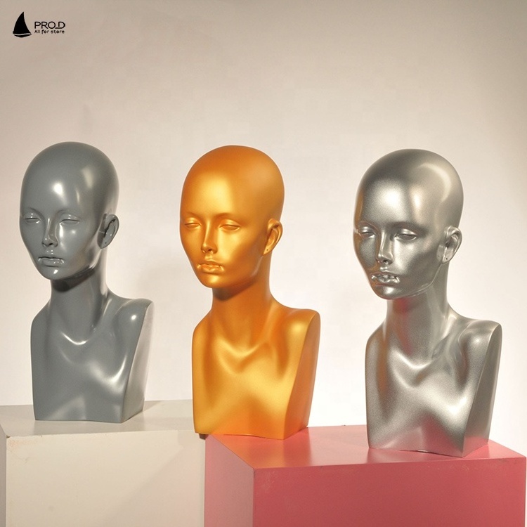 Amazon Blasts One-shoulder Wig Display Head Model Gold Pretty Mannequin Heads