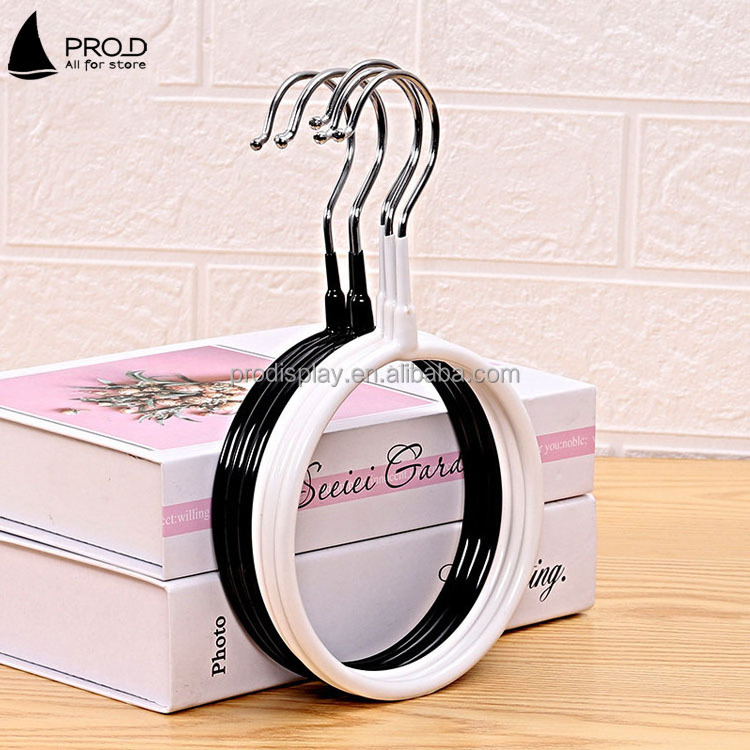 Wholesale multifunction metal circle towel scarf holder hanger ring black color tie hook for sale