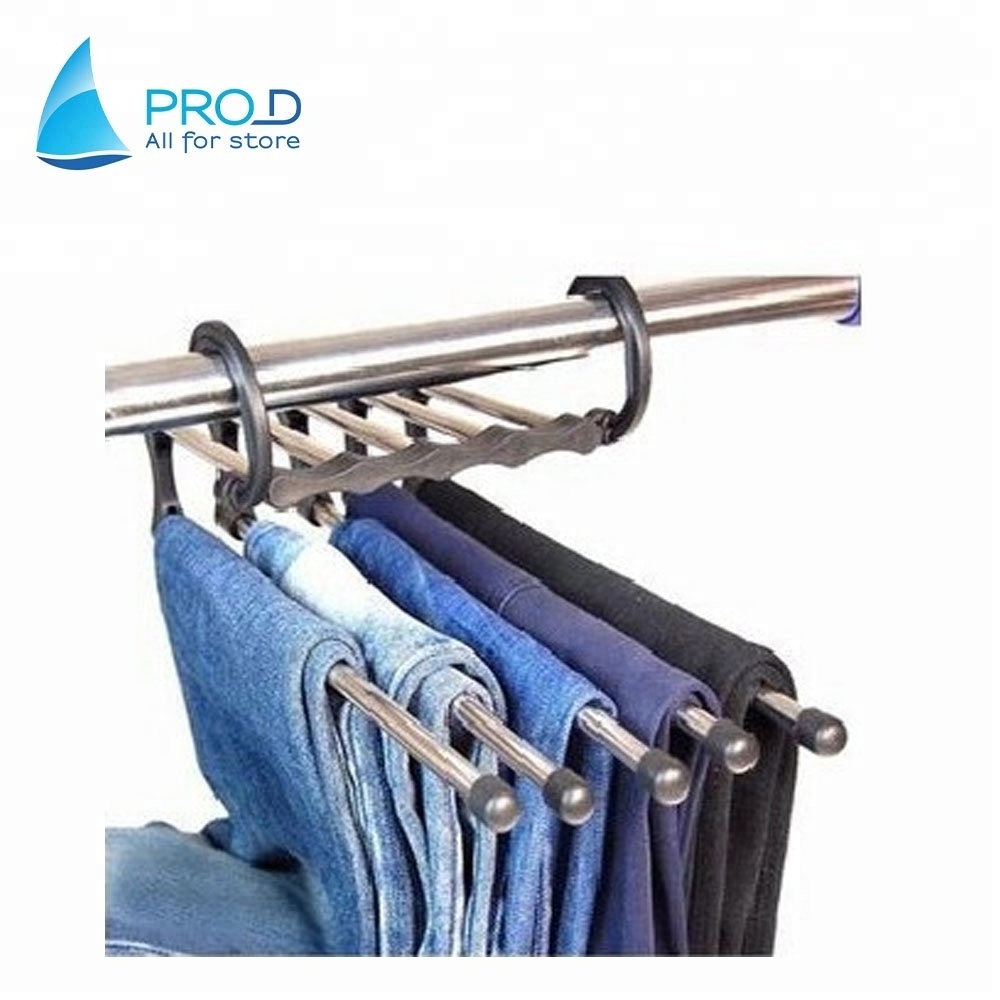 Multifunctional super practical stainless steel tube five in one pants rack space clothes rack Multifunction trousers rack