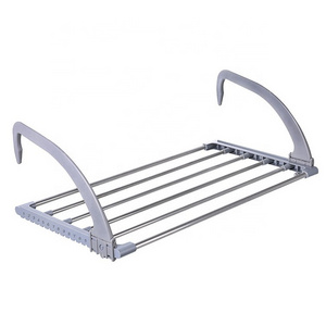 Stainless steel window sill balcony folding shoe rack drying rack multifunctional movable extension telescopic drying rack