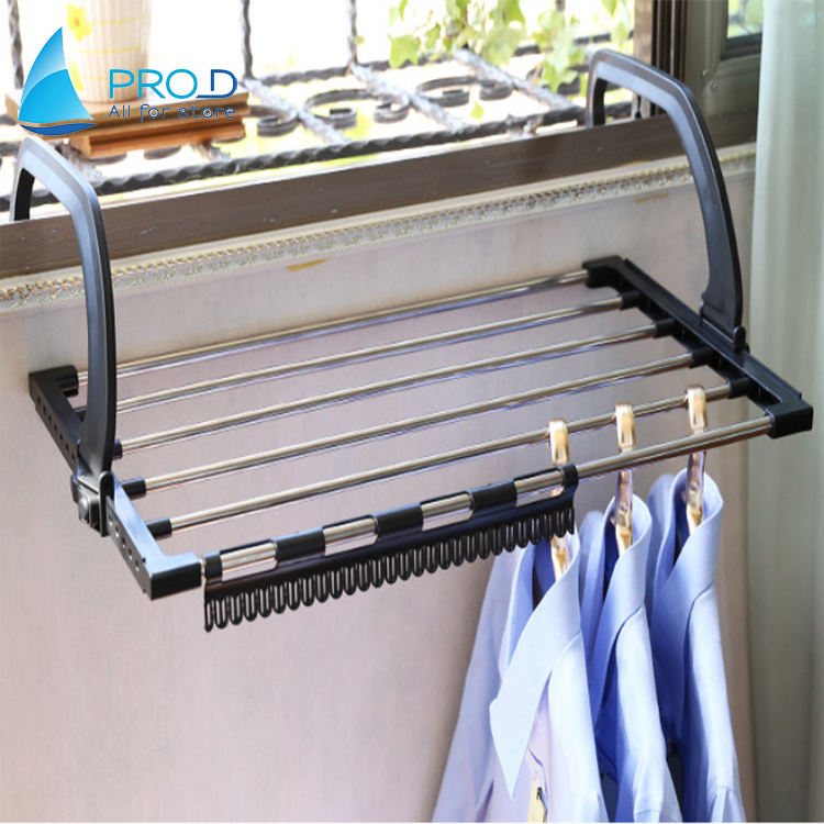 Stainless steel window sill balcony folding shoe rack drying rack multifunctional movable extension telescopic drying rack