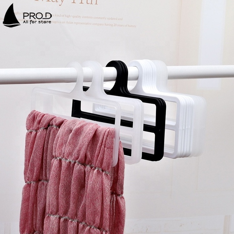 Square Double Layer Black Towel Stand Plastic Scarf Hanger Organizer