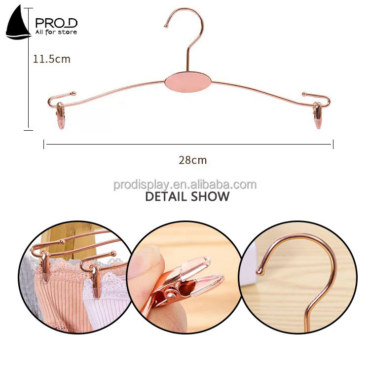 Lingerie shop plating golden bra display metal underwear panties hanger with clip