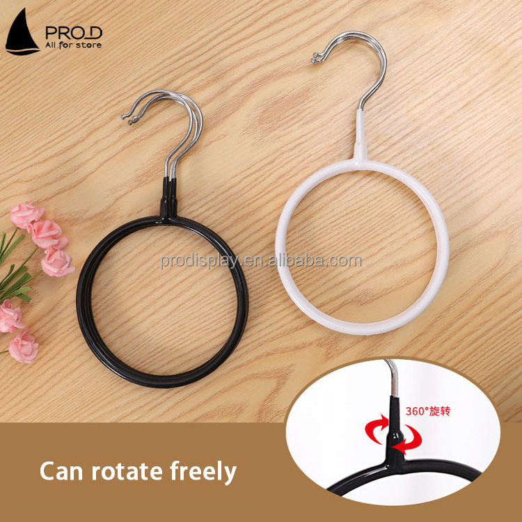 Wholesale multifunction metal circle towel scarf holder hanger ring black color tie hook for sale