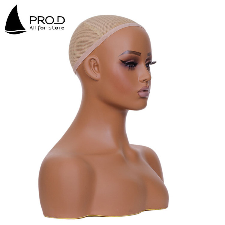 Hot Selling Wholesale PVC Female Wig Display Shoulders Hair Makeup Cheap Wigs Human African American Mannequin Head