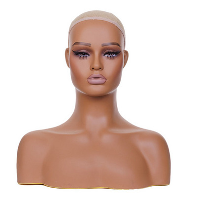 Hot Selling Wholesale PVC Female Wig Display Shoulders Hair Makeup Cheap Wigs Human African American Mannequin Head