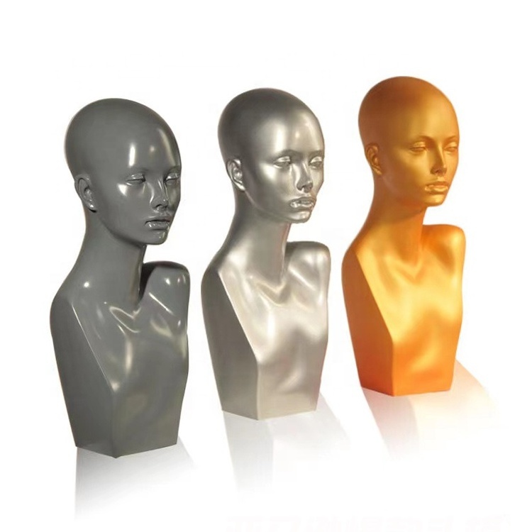 Amazon Blasts One-shoulder Wig Display Head Model Gold Pretty Mannequin Heads