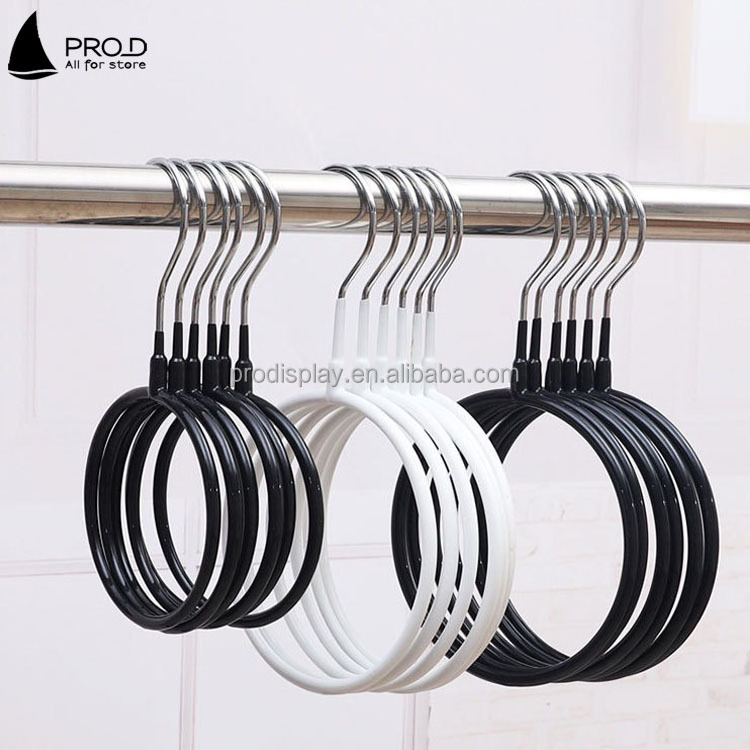 Wholesale multifunction metal circle towel scarf holder hanger ring black color tie hook for sale