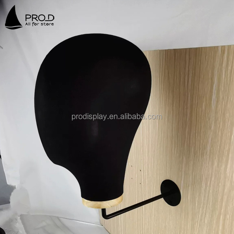 Wholesale adult model white black linen fabric wall mounted mannequin head with tripod for wig hat display