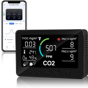 Smart Home Desktop CO2 Air Quality Monitor Detects CO2 PM2.5 TVOC Gas Detector Fans&Air conditioner Controller