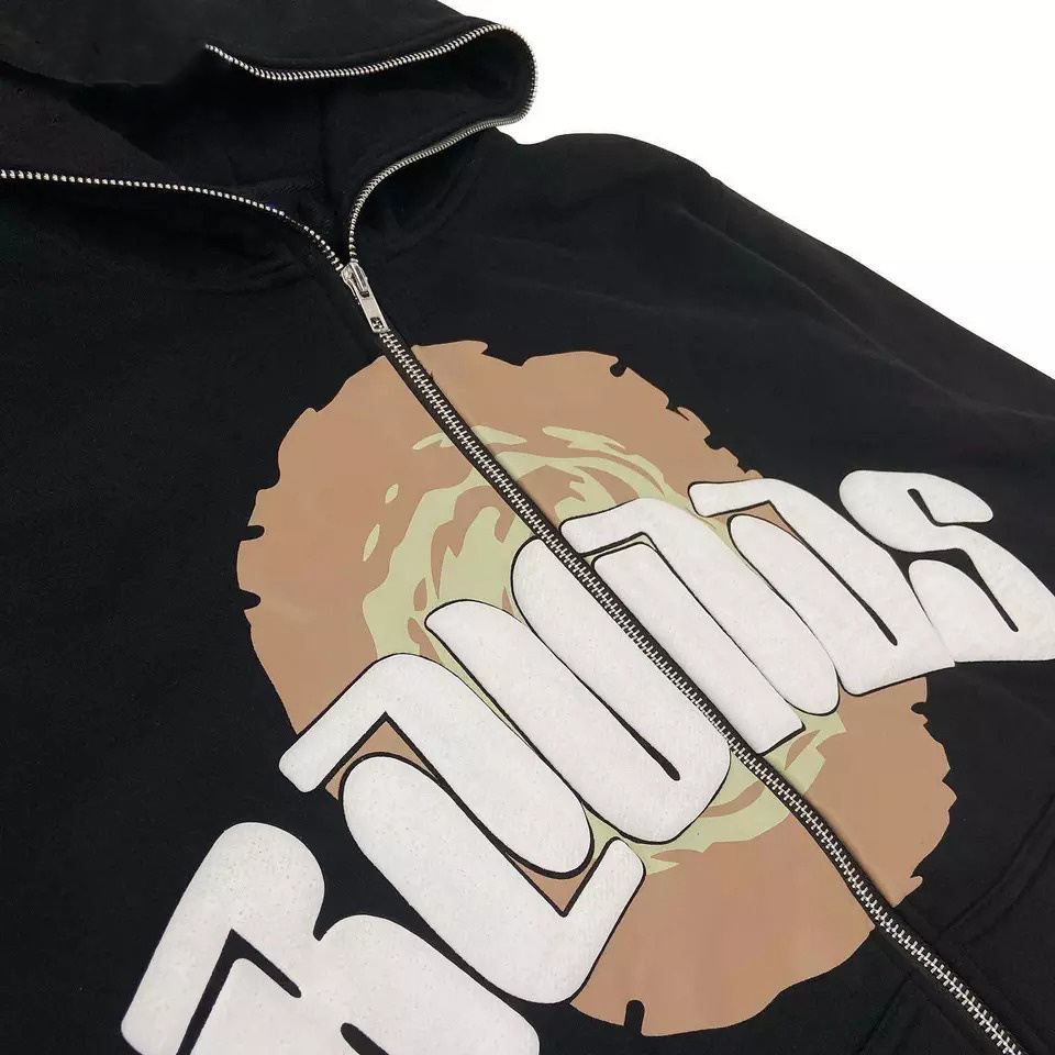 Top Quality Heavyweight Embroidery Puff Printing  Zip Up Hoodie Custom Logo Oversized Full Zip Hoodie Face Blank Zipper Hoodie