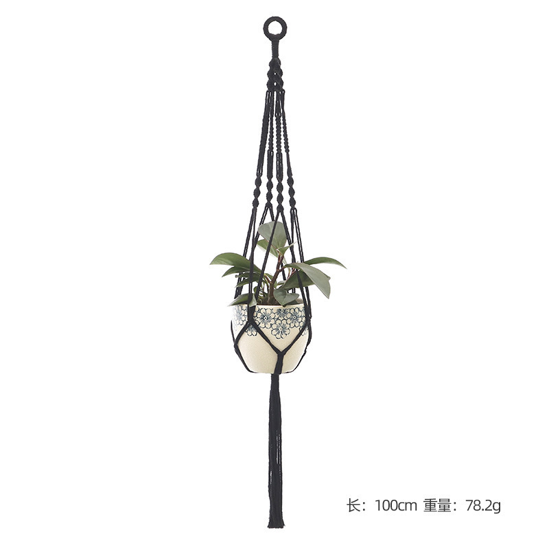 Boho home decor indoor hanging planter basket handmade macrame plant hanger with wood beads