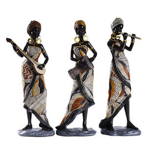 African Drum Musician Statue Modern Art Figure Living Room Office Interior Decoration Accessories Christmas Gifts