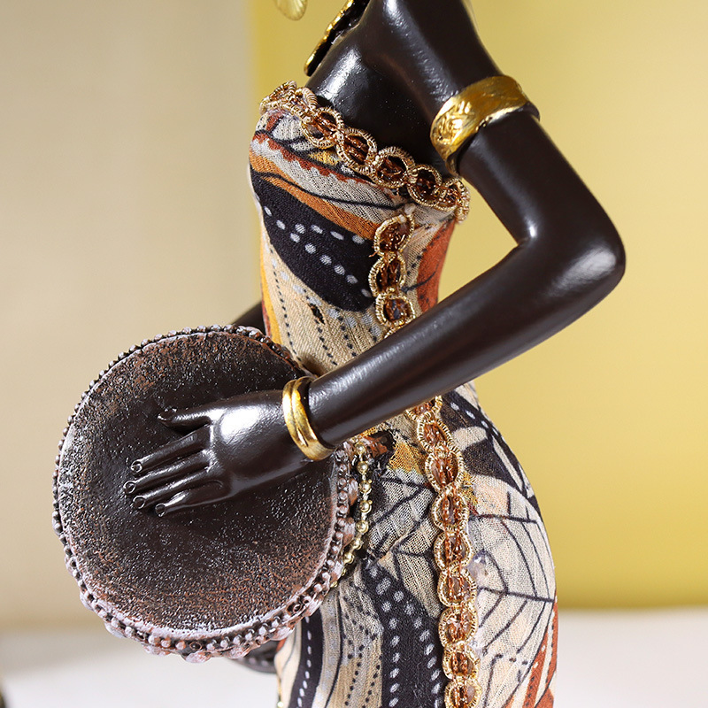 African Drum Musician Statue Modern Art Figure Living Room Office Interior Decoration Accessories Christmas Gifts