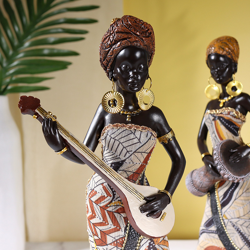 African Drum Musician Statue Modern Art Figure Living Room Office Interior Decoration Accessories Christmas Gifts