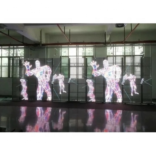 advertising media facade 1000x500mm glass panel 6000nits high brightness SMD P3.91-7.81 transparent led screen film