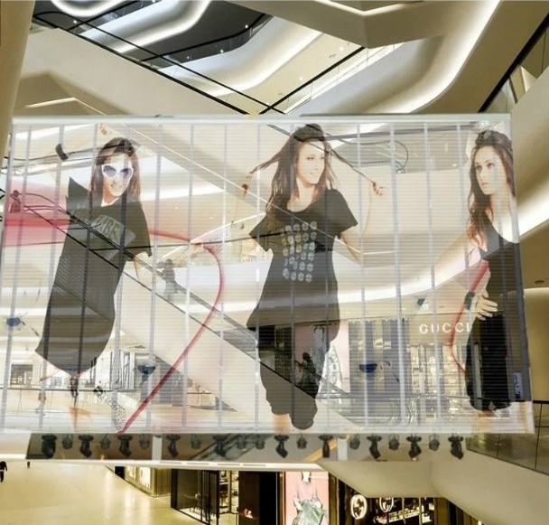 advertising media facade 1000x500mm glass panel 6000nits high brightness SMD P3.91-7.81 transparent led screen film