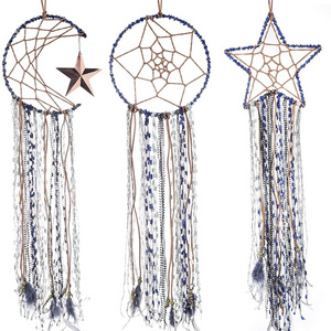 Handmade Traditional Design 3 Pieces Dream Catcher Moon Sun Star Boho Indian Dreamcatchers for Wall Hanging Home Decoration