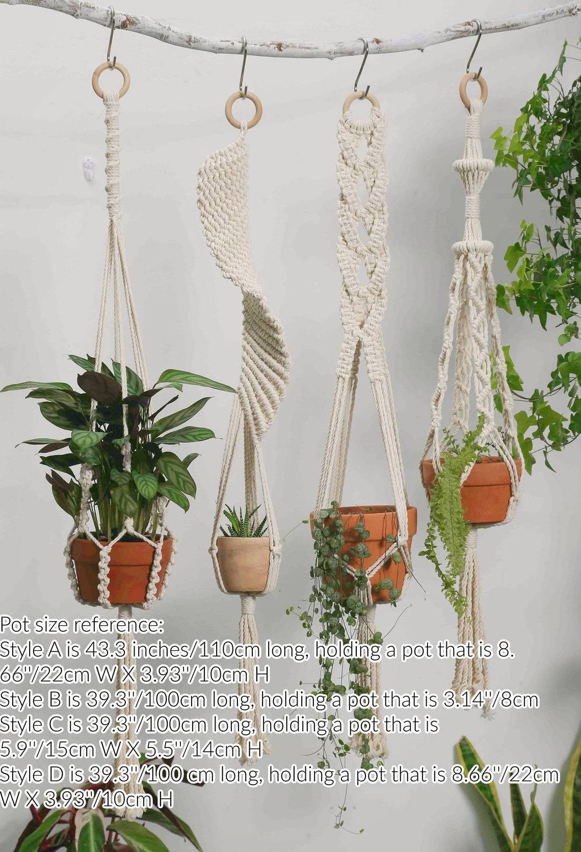 Boho hanging planter large wall planter indoor long decorative pot holder macrame plant hanger with Rope crochet ceiling planter