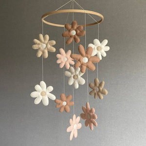 wholesale manufacturer boho bed bell ceiling eco-friendly custom girl felt daisy flower nursery baby crib mobile