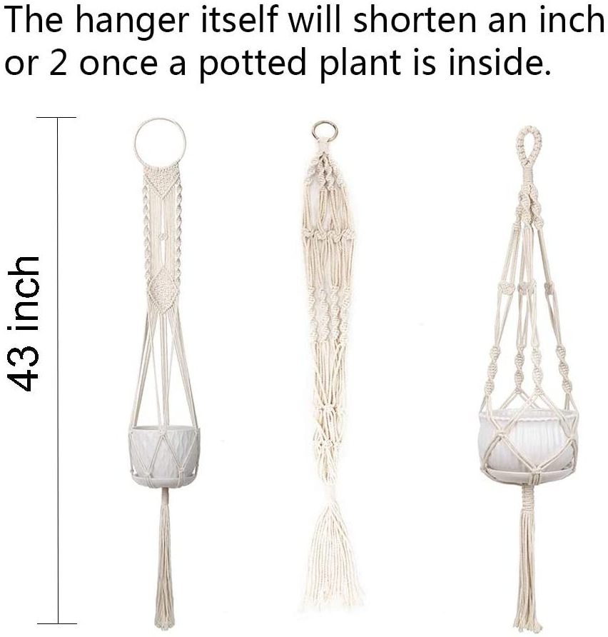 home boho decor 3pack hanging planter stand flower pots handmade macrame cord knotted mkono macrame plant hangers with hooks