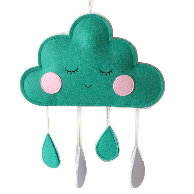 handmade gender neutral nordic wall nursery decor felt ceiling baby mobile raindrop cloud decorations for boys and girls