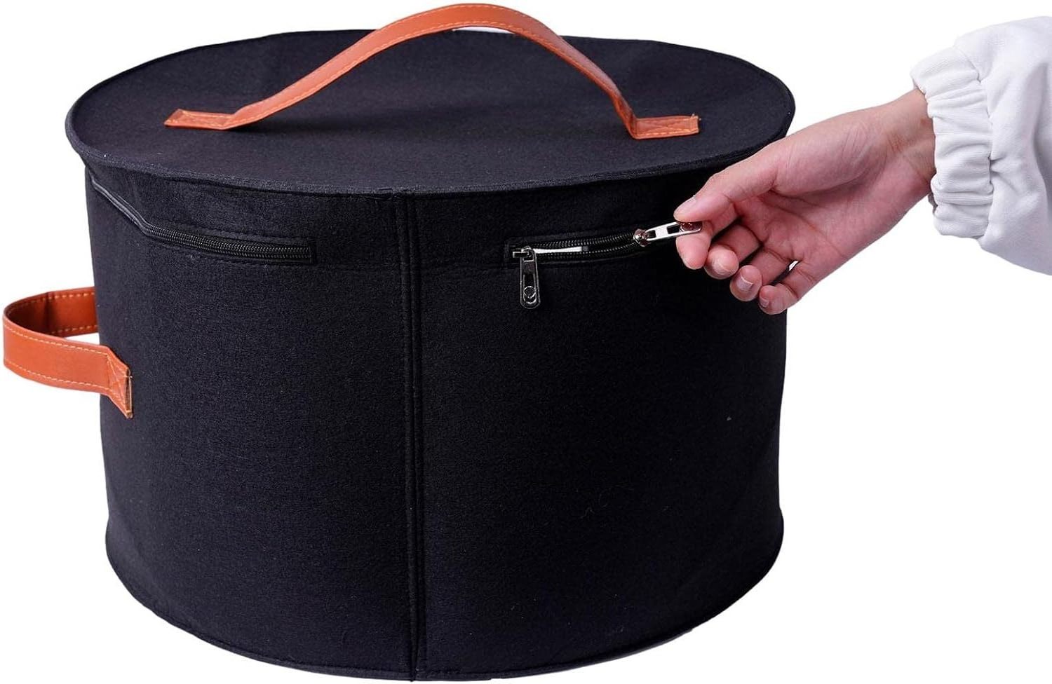 Wholesale Lightweight Large Collapsible Round Hanging Clothes Closet Baskets Felt Hat Storage Boxes with Clear Windows