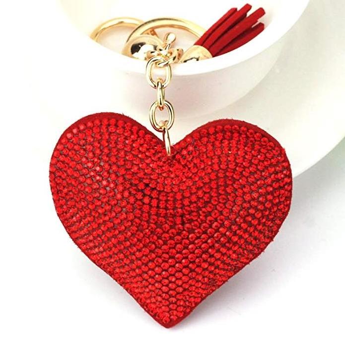 Women girls car purse handbag custom wholesale crystal diamond heart pendant rhinestone heart keychains