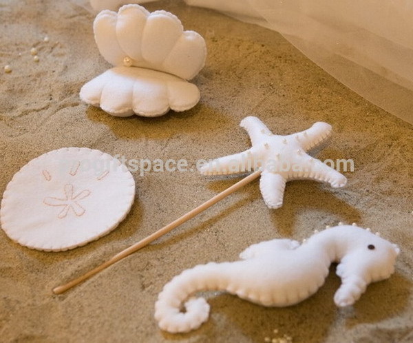 new product China import handmade stuffed shell/seahorse/starfish/shape design craft fancy kids gift wholesale felt sand dollar