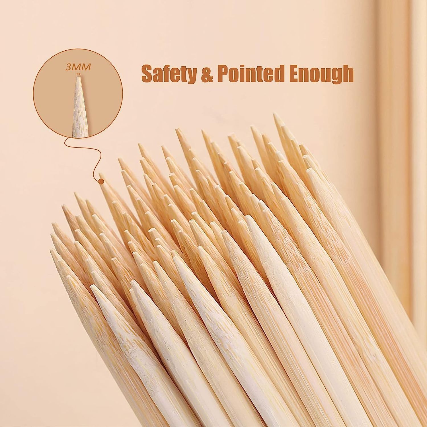 Natural safe round wood bamboo sticks pole for kitchen picnic camping food BBQ skewers kebab Marshmallow Sticks