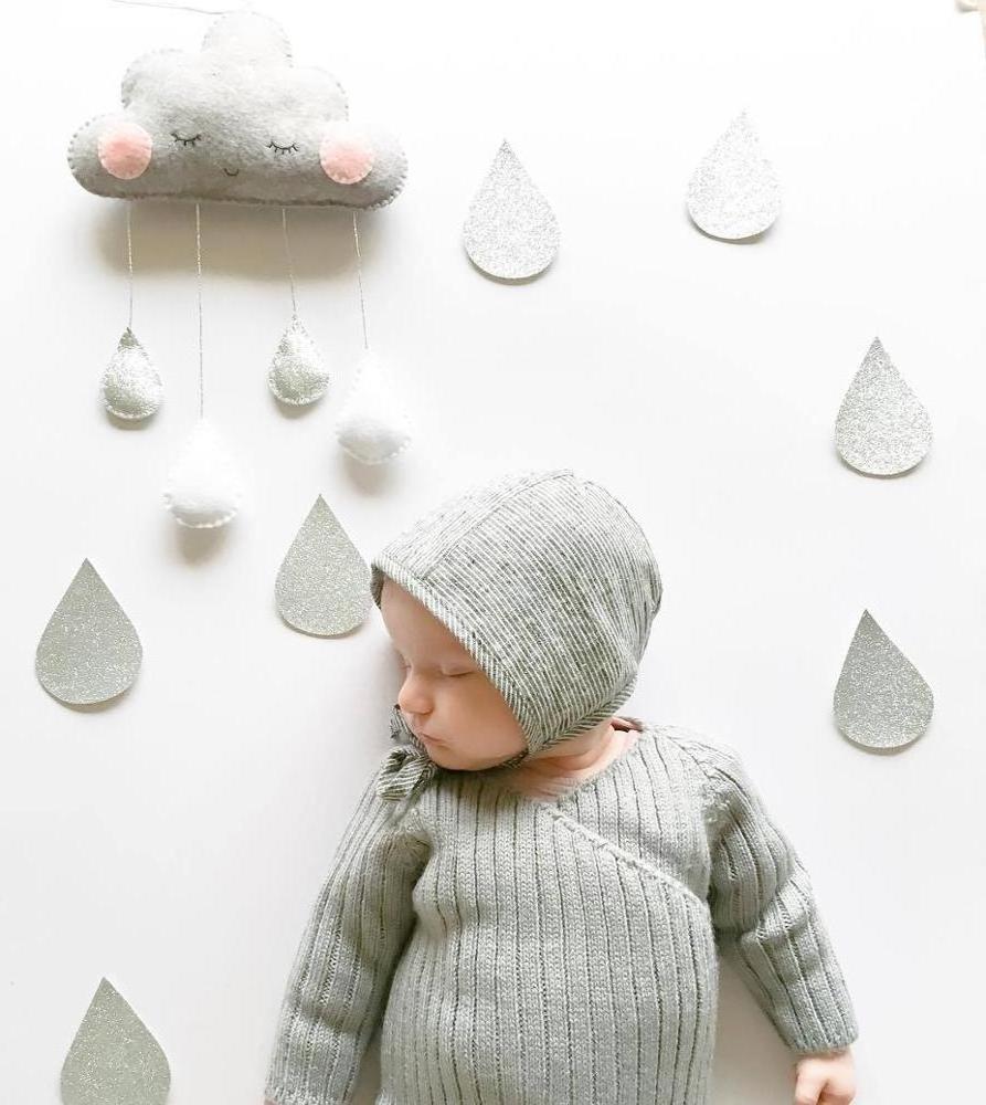 handmade gender neutral nordic wall nursery decor felt ceiling baby mobile raindrop cloud decorations for boys and girls