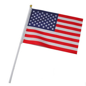 custom satin waterproof 8.2" USA American small hand held national flags waving flag national day festival for country USA Japan