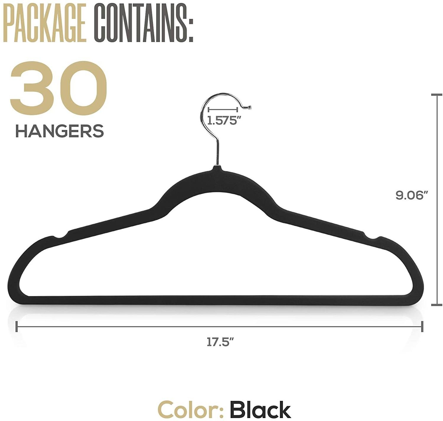 Premium Heavy Duty 50Pack Non Slip Black Suit Velvet Hangers with 360 Degree Swivel Hooks for Space Saving Clothes Hangers