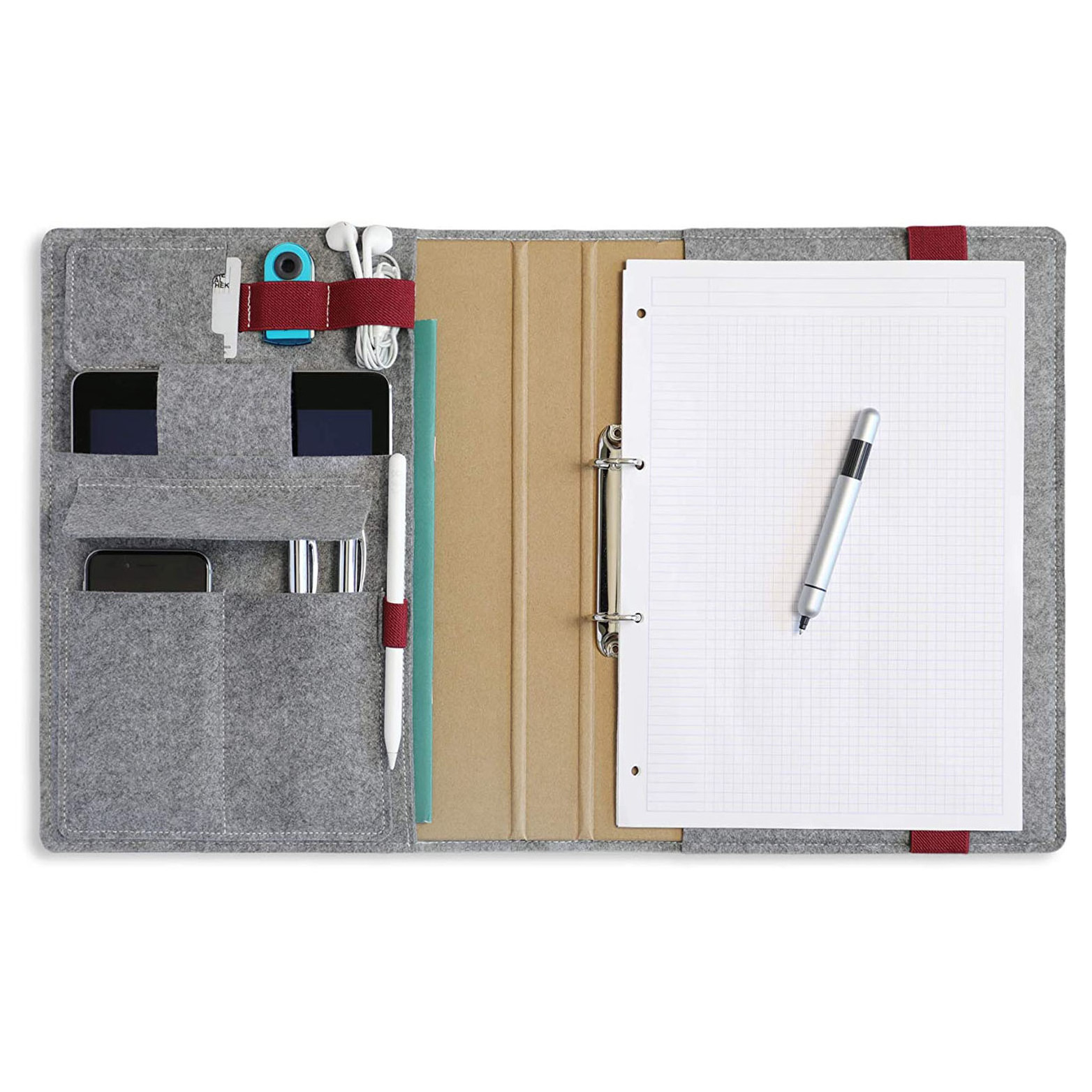 Wholesale Document Folder A4 Multifunctional Writing Briefcase Faux Leather and Felt Conference File Folder for Men Punch Clips