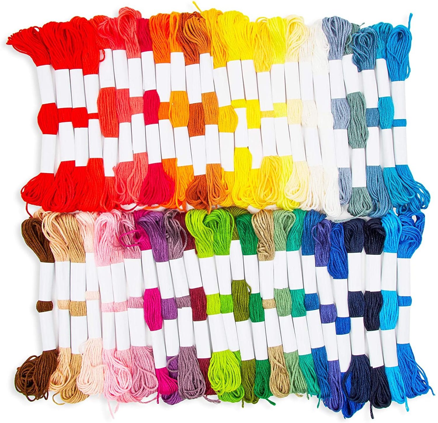 Beginners supplies rainbow embroidery floss 100 skeins string  bamboo circle dmc cross stitch hoop embroidery set kits