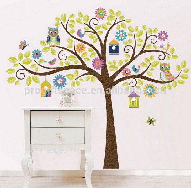 2023 new hotsale China handmade fabric crafts wholesale kids room gifts Christmas decor diy owl felt family tree wall sticker