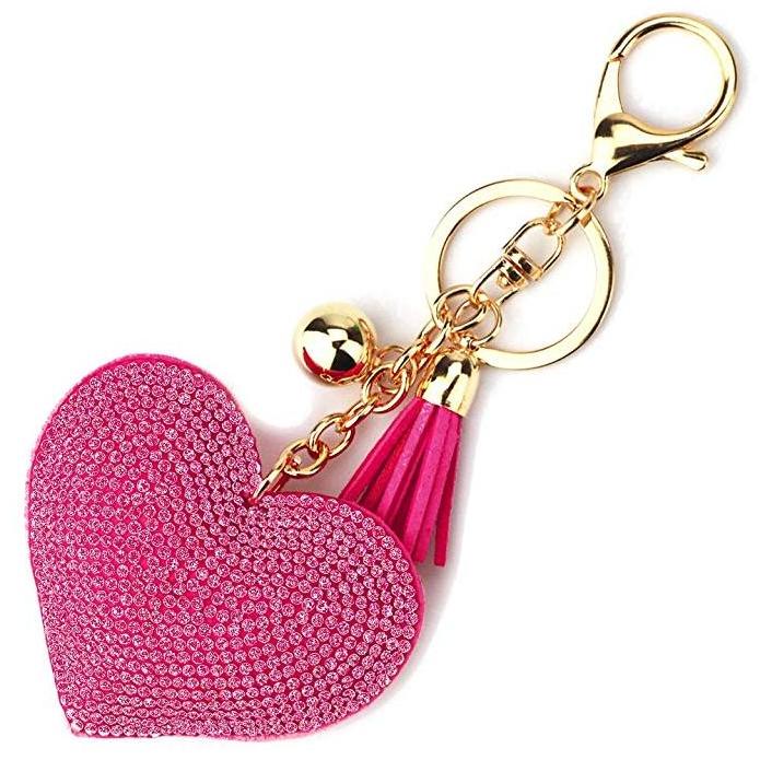 Women girls car purse handbag custom wholesale crystal diamond heart pendant rhinestone heart keychains