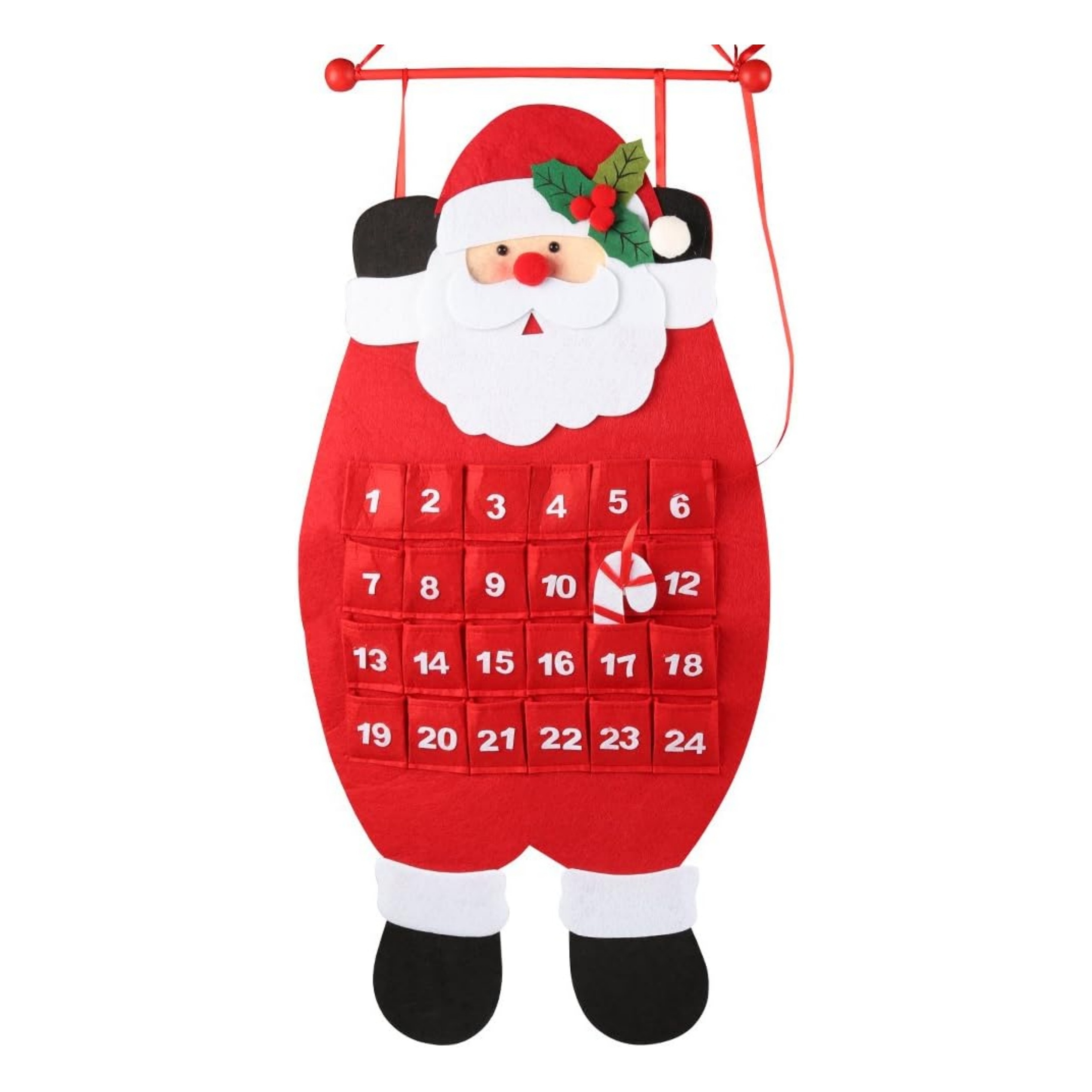 2024 customized reusable santa christmas advent felt holiday hanging countdown calendar for children Xmas decor gifts