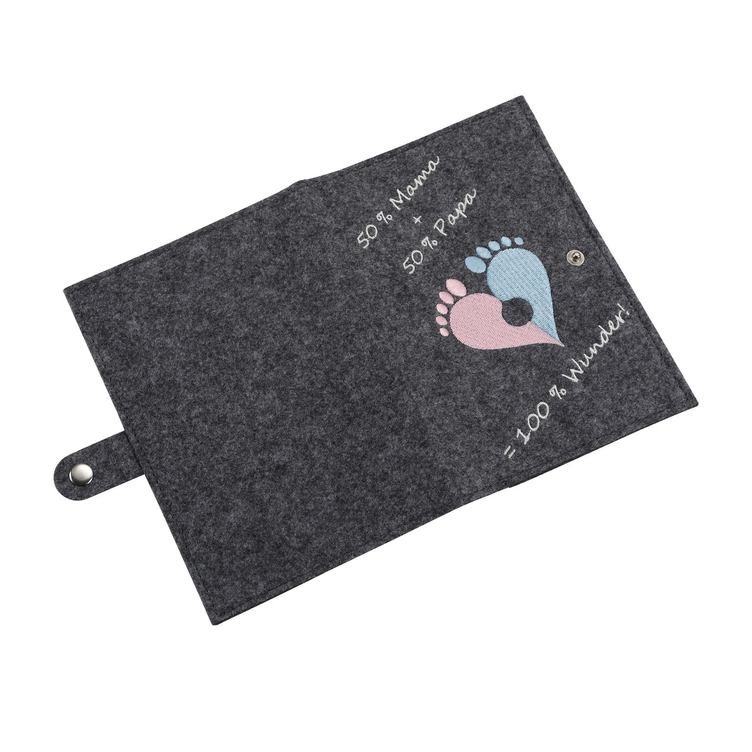 nursing document mutterpass ultrasound pink felt mother's passport cover cute embroidery baby feet storage holder