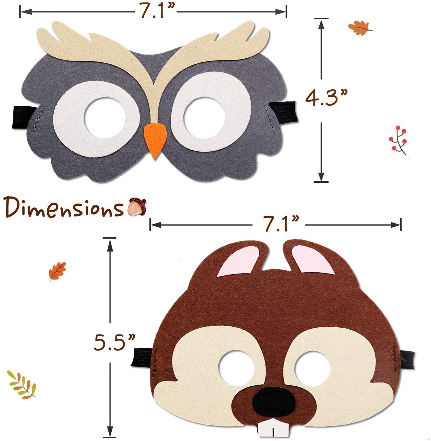 Halloween Christmas Costume Supplies Forest Zoo Animal Mermaid Felt Face Masks with 9 farmhouse animal designs for kids Adults