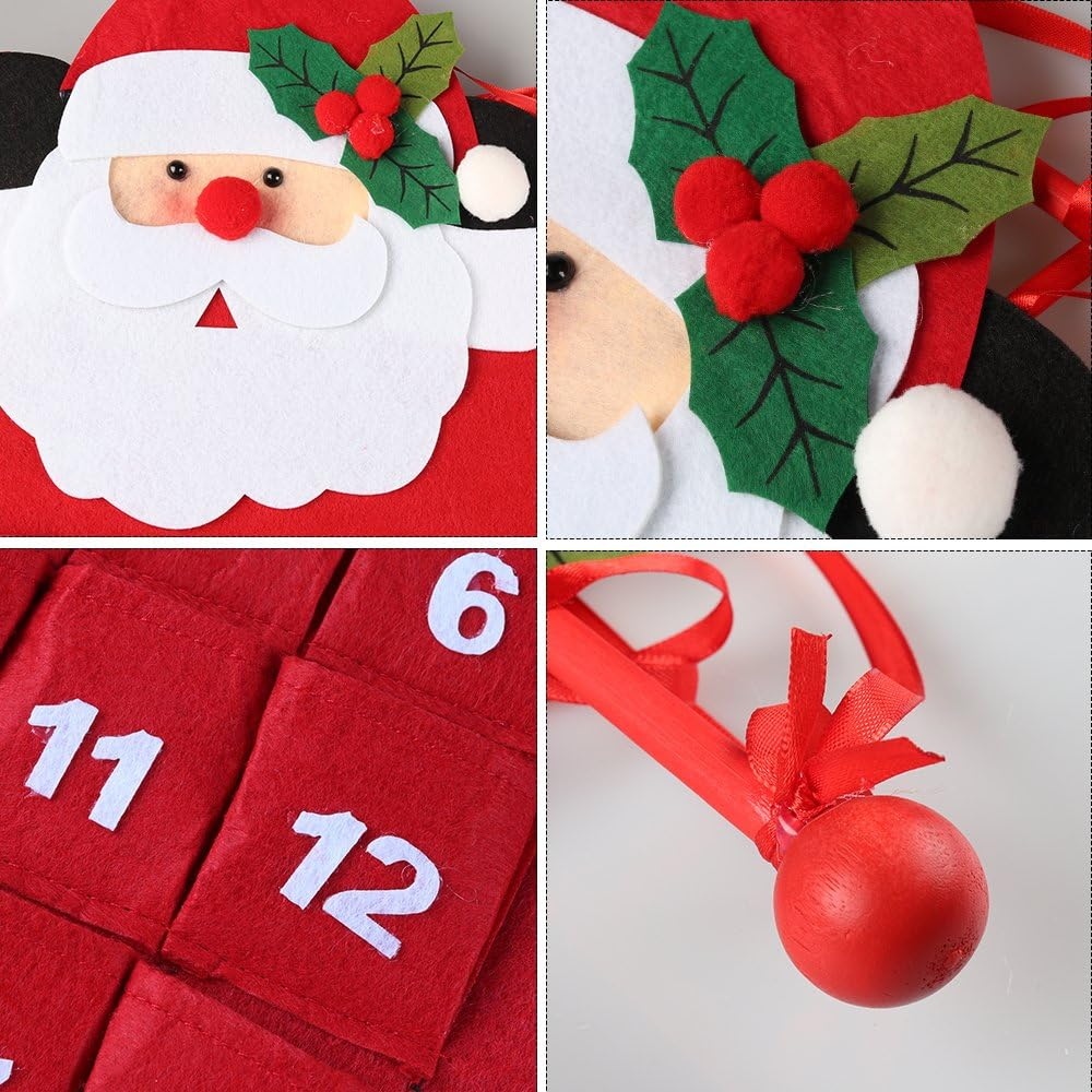 2024 customized reusable santa christmas advent felt holiday hanging countdown calendar for children Xmas decor gifts