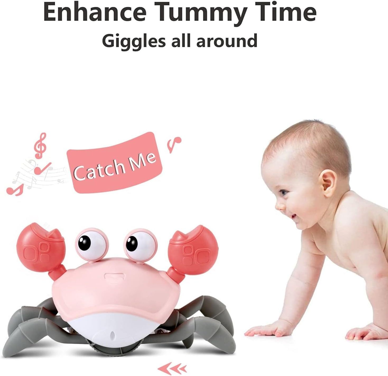 Free sample infant and toddler tummy times sky-touch electric runaway octopus wslking dmg rechargeable baby crawling crab toys