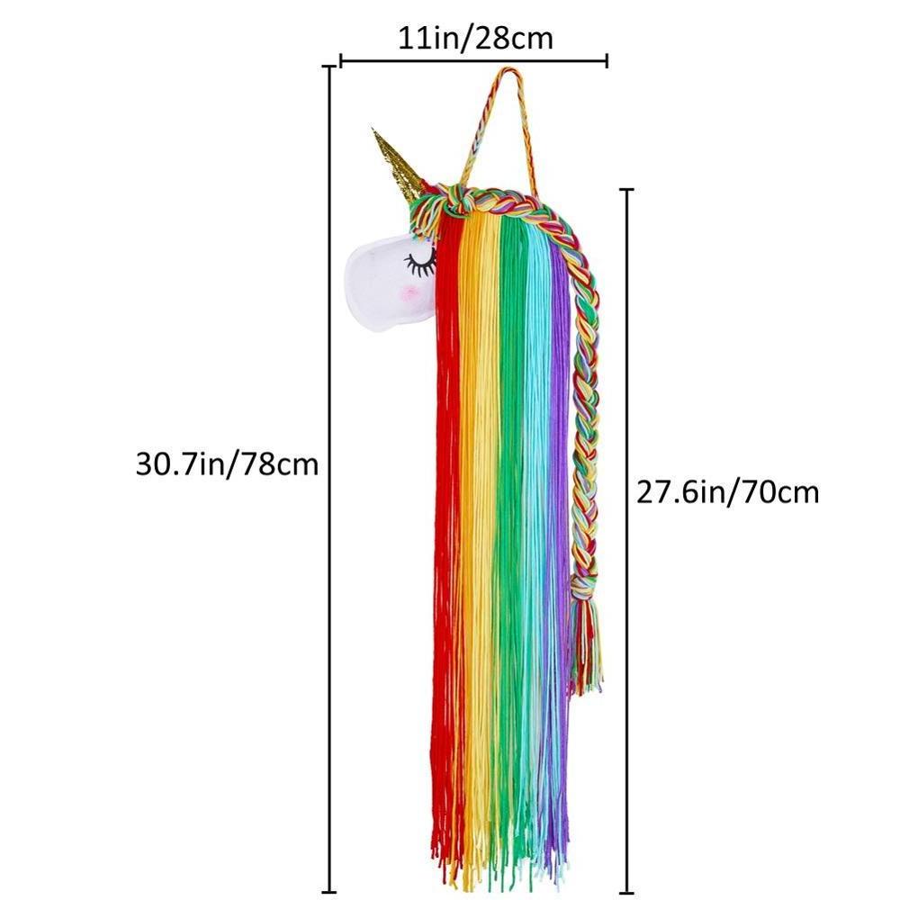 ProgiftSpace hot bright rainbow nursery unicorn baby girl hair bow holder headband organizer for wall hanging decor