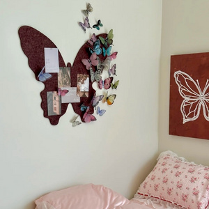 2024 next best seller  popular butterfly design nice wall decoration sticker for home shop cafe top quality felt noticeboard