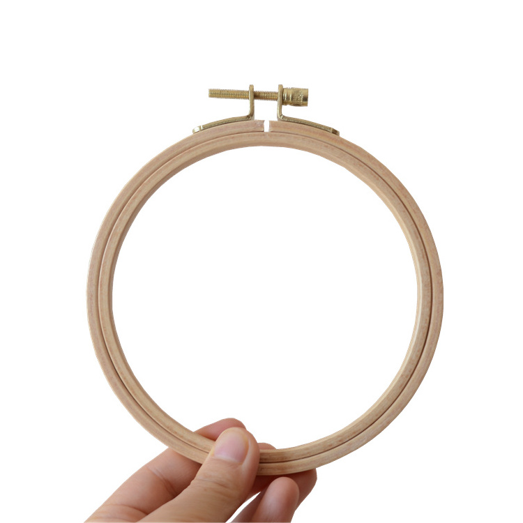 Wholesale hot sell diy craft hand cross stitch kit wood frame 6 inch natural beech wooden embroidery hoop made in china